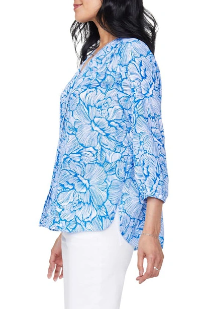 Shop Nydj High/low Crepe Blouse In Blue Cosmos