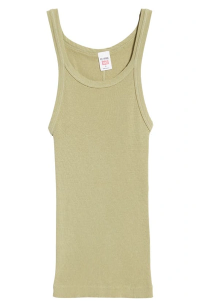 Shop Re/done Ribbed Tank Top In Sage