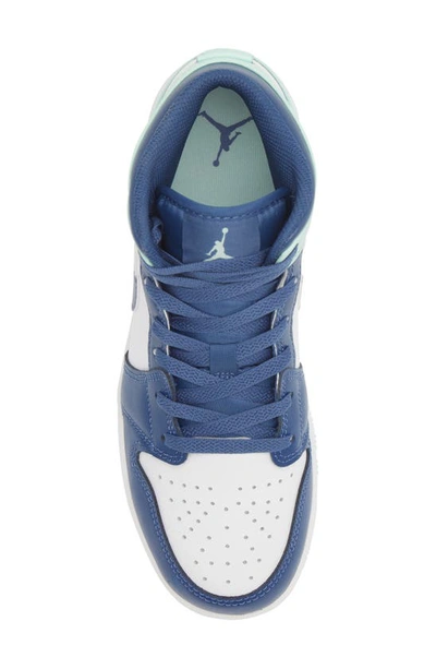 Shop Jordan Air  1 Mid Sneaker In Mystic Navy/ Mint Foam/ White