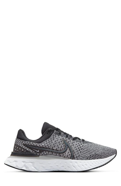 Nike React Infinity Run Flyknit 3 Sneakers In Gray-black In Black/ Smoke Grey/ White