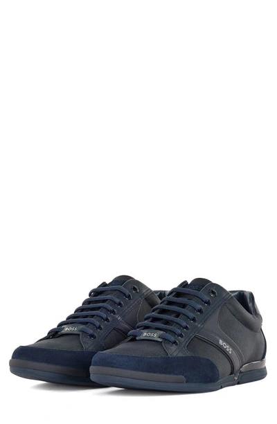 Shop Hugo Boss Saturn Low Top Sneaker In Midnight Blue