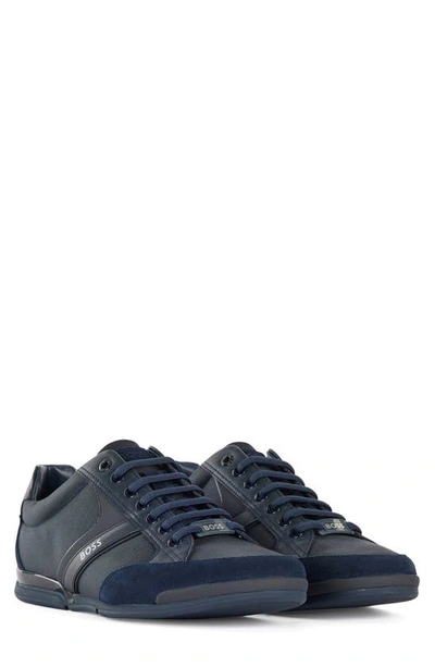 Shop Hugo Boss Saturn Low Top Sneaker In Midnight Blue