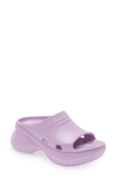 Shop Balenciaga X Crocs Pool Slide Sandal In Lilac
