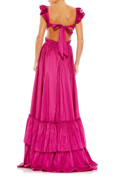 Shop Mac Duggal Sweetheart Neck A-line Tiered Gown In Magenta