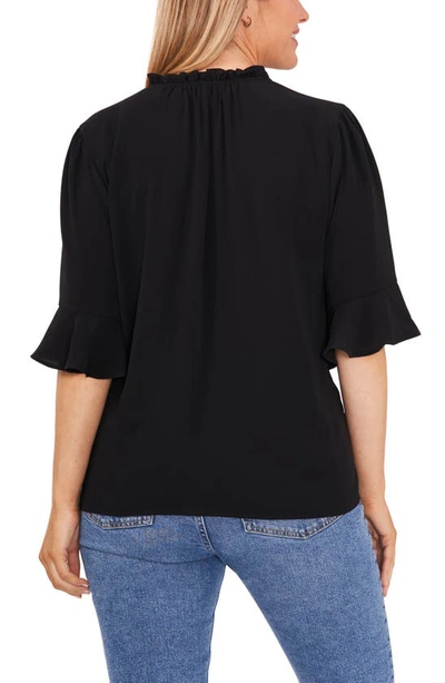 Shop Cece Split Neck Blouse In Rich Black