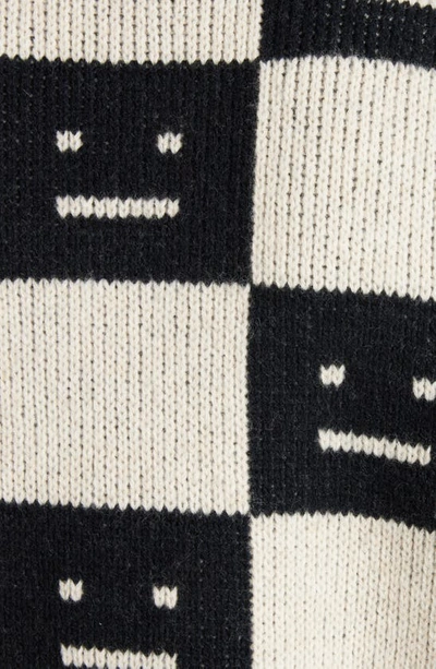 Shop Acne Studios Katlas Checkerboard Jacquard Wool Sweater In Black/ Oatmeal Beige