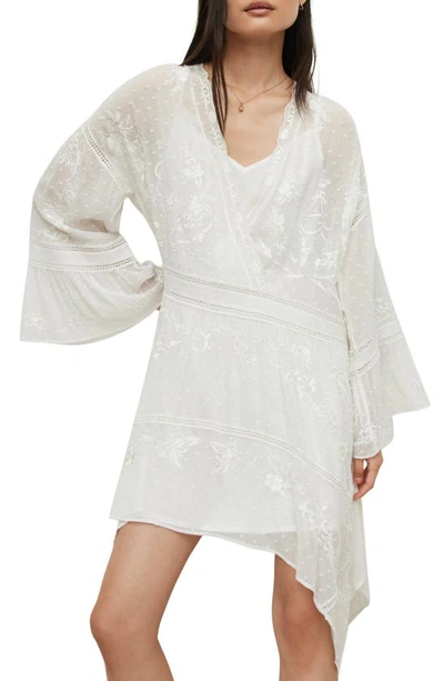 Shop Allsaints Dawn Embroidered Dress In Off White
