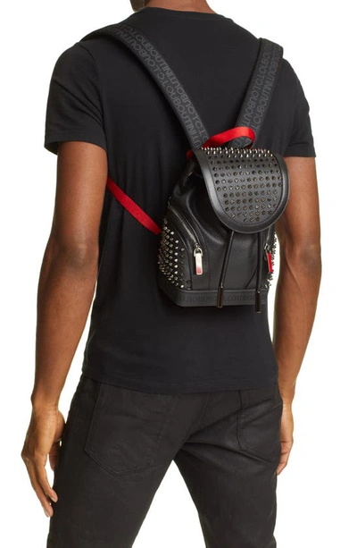 Shop Christian Louboutin Small Explorafunk Empire Studded Leather Backpack In Black/ Black/ Black/ Multi
