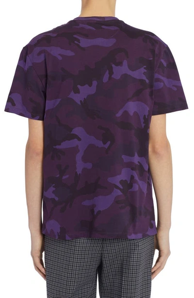 Valentino Camouflage-print Cotton T-shirt In Camou Viola