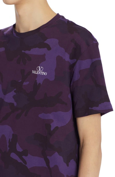 Shop Valentino Camo Print Cotton T-shirt In Camou Viola