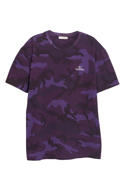 Shop Valentino Camo Print Cotton T-shirt In Camou Viola