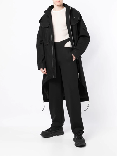 Shop Dion Lee Utility Arch Hooded Parka In Black