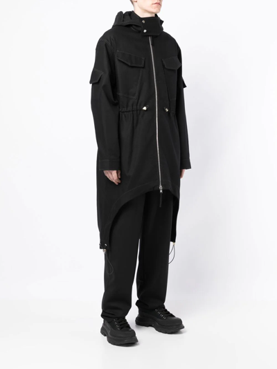 Shop Dion Lee Utility Arch Hooded Parka In Black