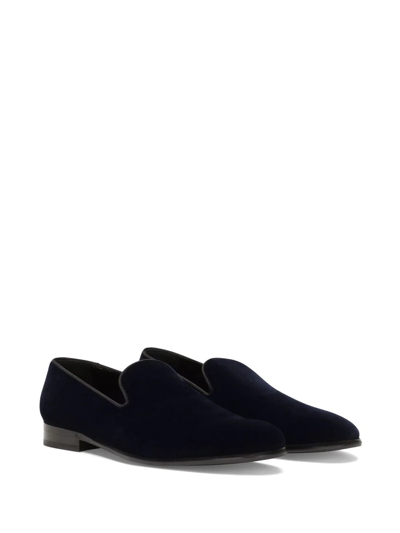 Shop Dolce & Gabbana Open-back Velvet Slippers In Blue
