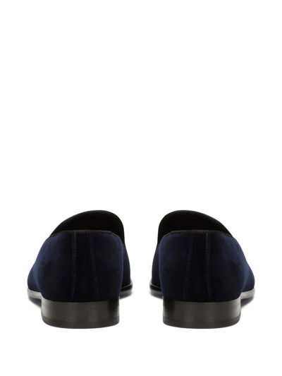 Shop Dolce & Gabbana Open-back Velvet Slippers In Blue