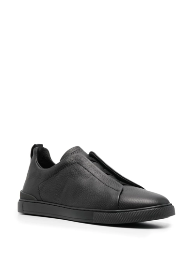 Shop Zegna Pebble Slip-on Sneakers In Black