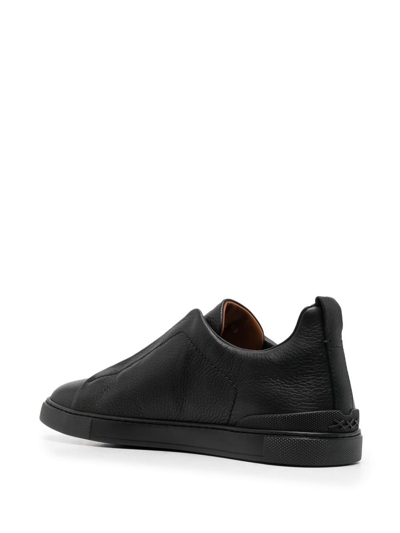 Shop Zegna Pebble Slip-on Sneakers In Black