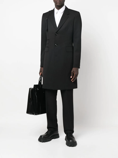 Alexander Mcqueen Black Single-breasted Coat With Harness Detail In Wool Man