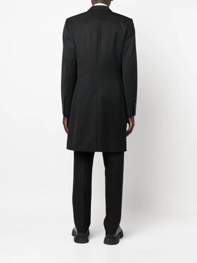 Alexander Mcqueen Black Single-breasted Coat With Harness Detail In Wool Man In Black
