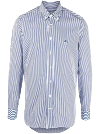 Shop Etro Striped Long-sleeve Shirt In Blue