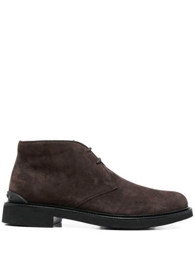 Shop Tod's Suede Desert Boots In Brown