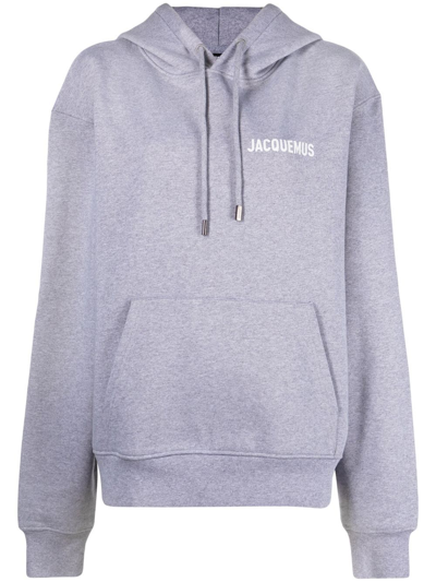 Shop Jacquemus Le Sweatshirt Logo Hoodie In Grey