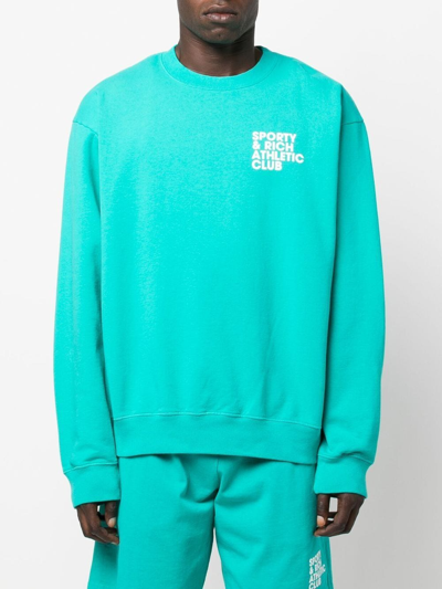 Shop Sporty And Rich Logo-print Sweatshirt In Blue