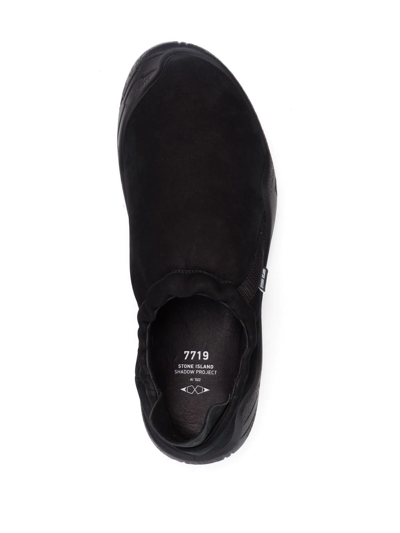 Shop Stone Island Shadow Project Slip-on Suede Sneakers In Black