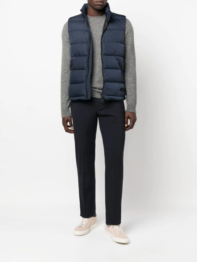 Aspesi Logo-patch Feather-down Gilet In Blue