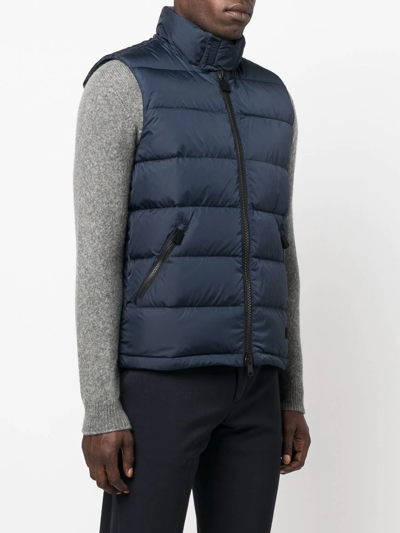 Aspesi Logo-patch Feather-down Gilet In Blue