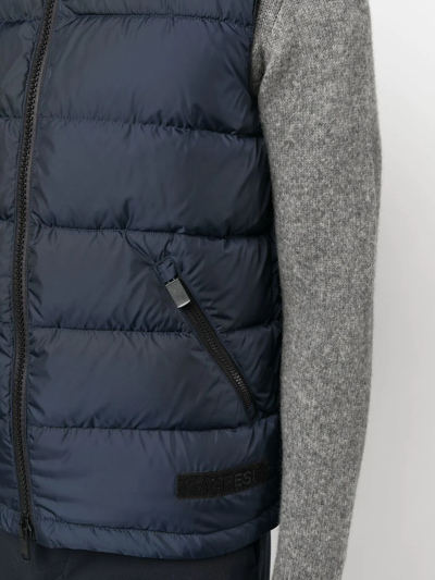 Aspesi Logo-patch Feather-down Gilet In Blue