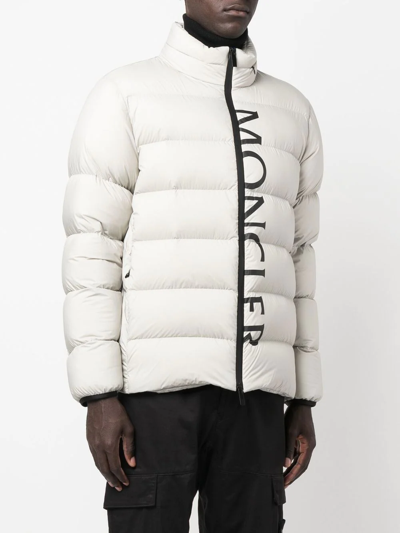 Shop Moncler Logo-print Puffer Jacket In Grey