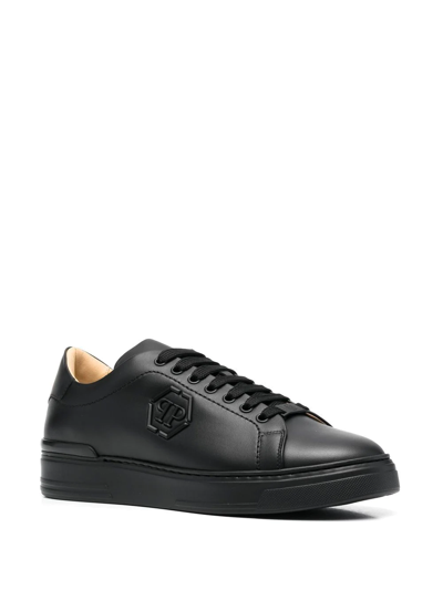 Shop Philipp Plein Low-top Leather Sneakers In Black