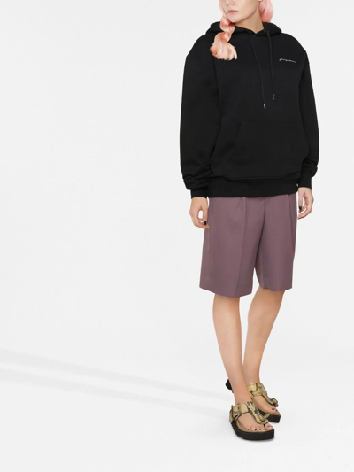 Shop Jacquemus Logo-embroidered Organic Cotton Hoodie In Black