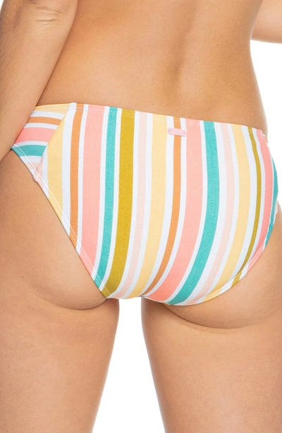 Shop Roxy Beach Classic Hipster Bikini Bottoms In Bright White Aloha Stripe S