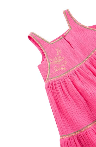 Shop Peek Aren't You Curious Tiered Embroidered Dress In Pink