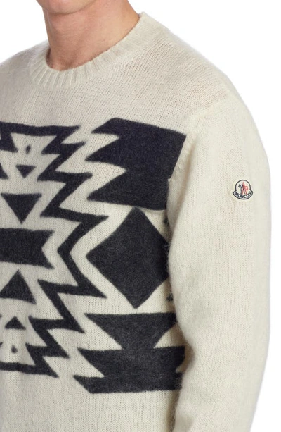 Shop Moncler Graphic Wool Blend Sweater In Black/ White