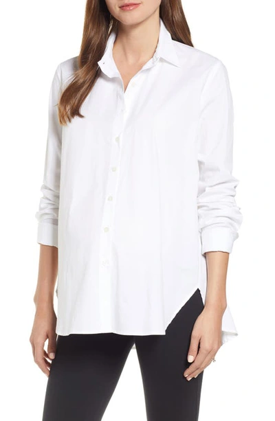 Shop Hatch The Classic Maternity Button-up Shirt In White