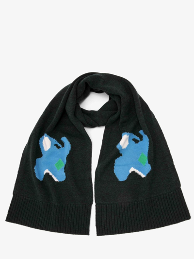 Shop Jw Anderson Intarsia Scarf With Elephant Motif In Green