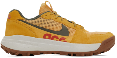 Shop Nike Yellow Acg Lowcate Sneakers In Solar Flare/cargo Kh