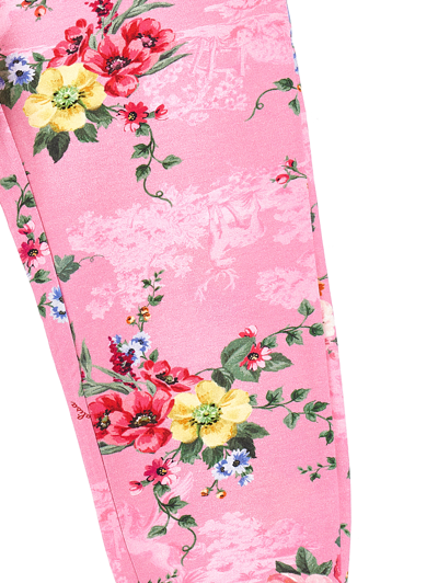 Shop Monnalisa Floral Fleece Trousers In Blush Pink