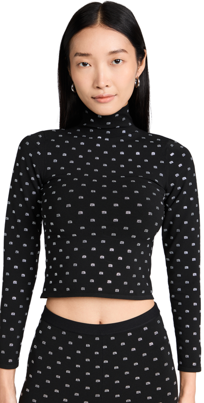 Shop Alexander Wang Crystal Logo Turtleneck In Black