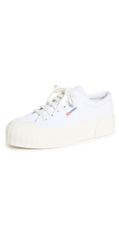 Shop Superga 2631 Stripe Platform Sneakers White