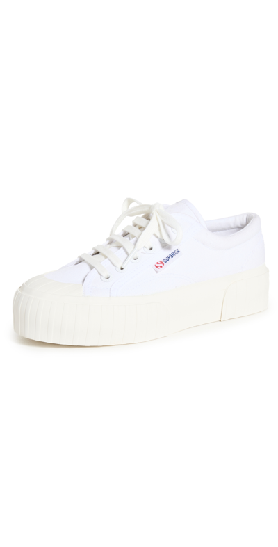 Superga 2631 Stripe Platform Trainers In White ModeSens