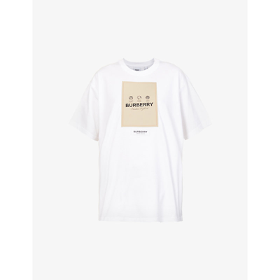 Shop Burberry Brand-patch Cotton-jersey T-shirt In White