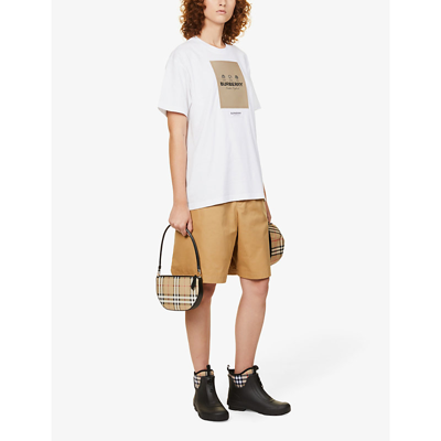 Shop Burberry Brand-patch Cotton-jersey T-shirt In White