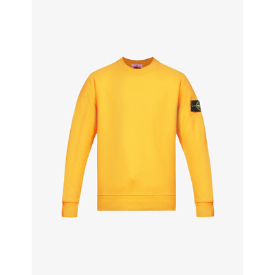 Shop Stone Island Logo-patch Cotton-jersey Sweatshirt In Yellow