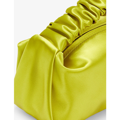 Shop Alexander Wang Scrunchie Mini Satin Shoulder Bag In Golden Kiwi