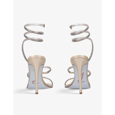 René Caovilla Cleo Crystal-embellished Leather Heeled Sandals In Gold