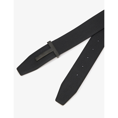 Tom Ford Mens Black Reversible Brand-plaque Leather Belt In Black